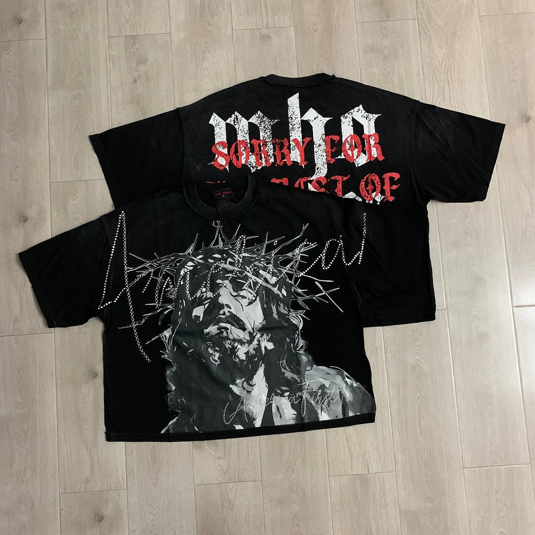 Rare Peace Sorry For The Rest Of The World Crop Tee — Black
