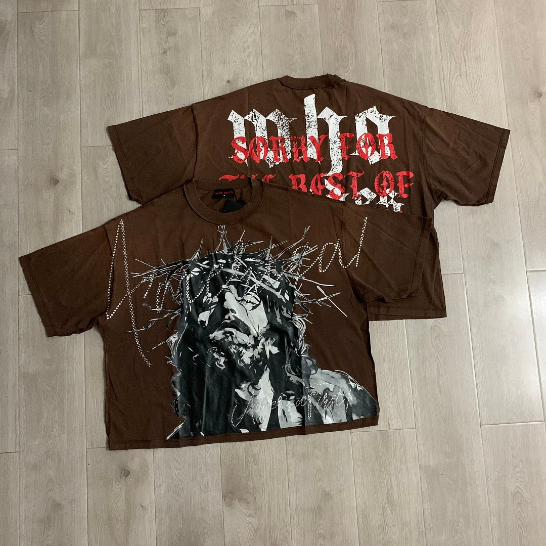 Rare Peace Sorry For The Rest Of The World Crop Tee — Brown