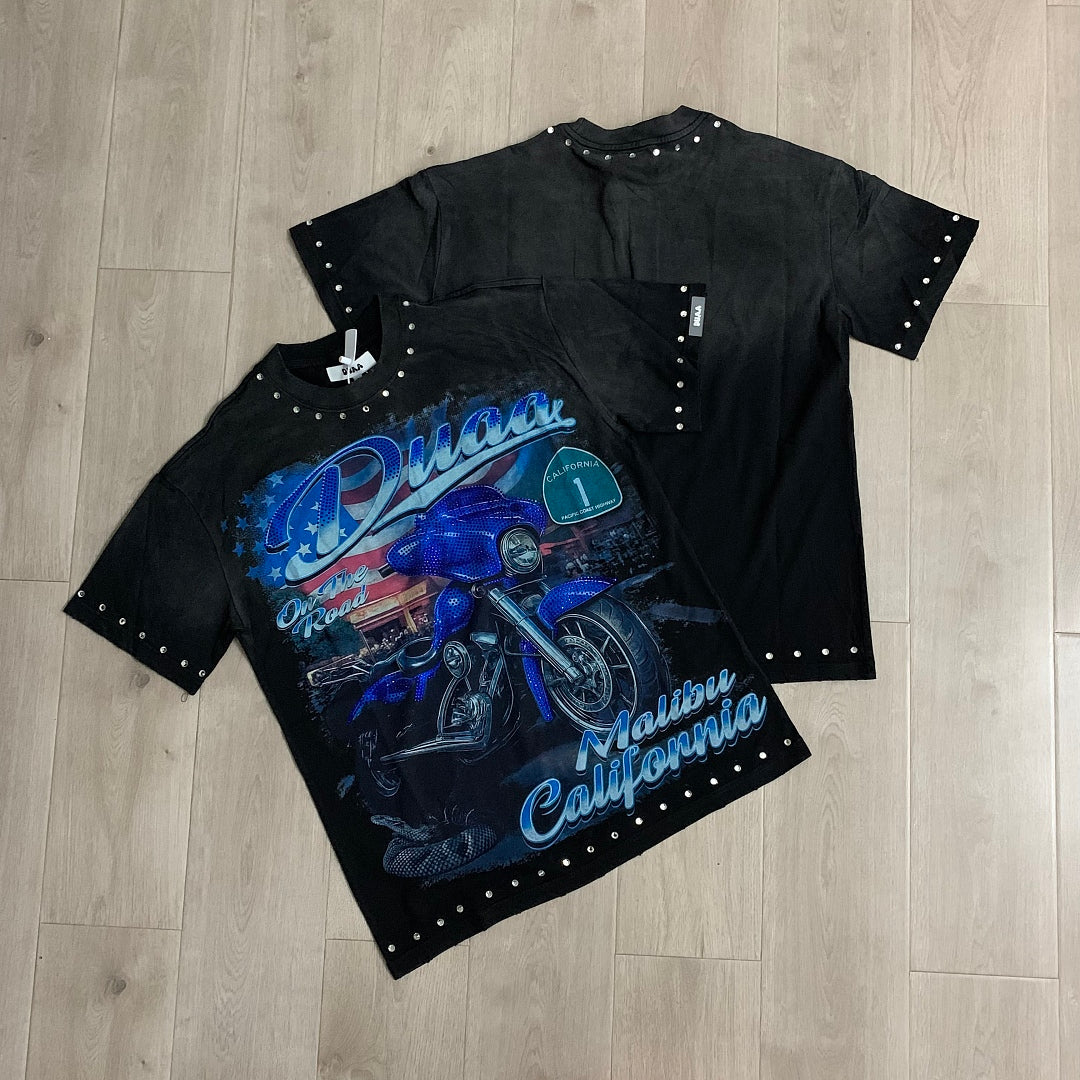 DUAA On the Road Oversized Graphic Tee — Malibu California Black