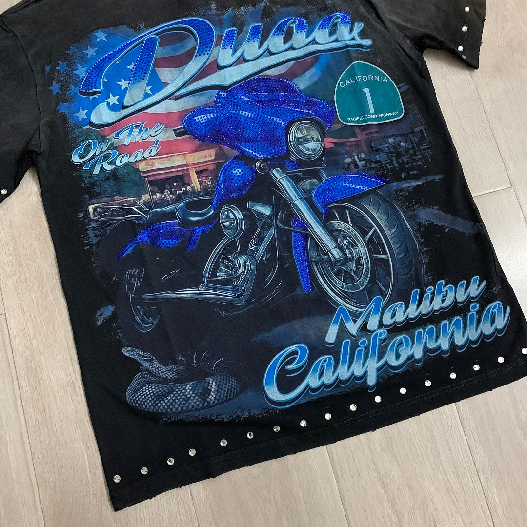 DUAA On the Road Oversized Graphic Tee — Malibu California Black
