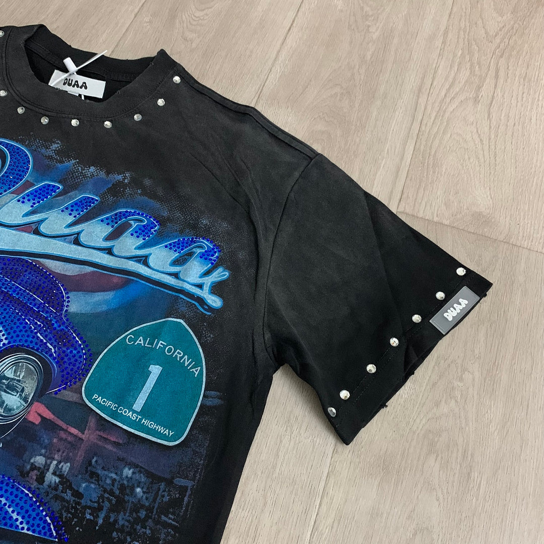 DUAA On the Road Oversized Graphic Tee — Malibu California Black