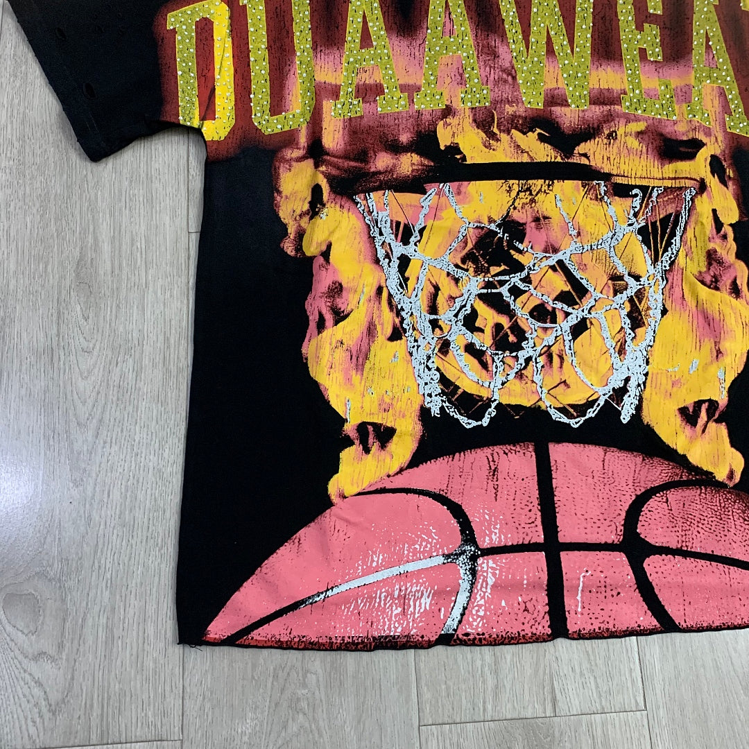 DUAA Wear Flamin' Hoop Oversized Graphic Tee — Black