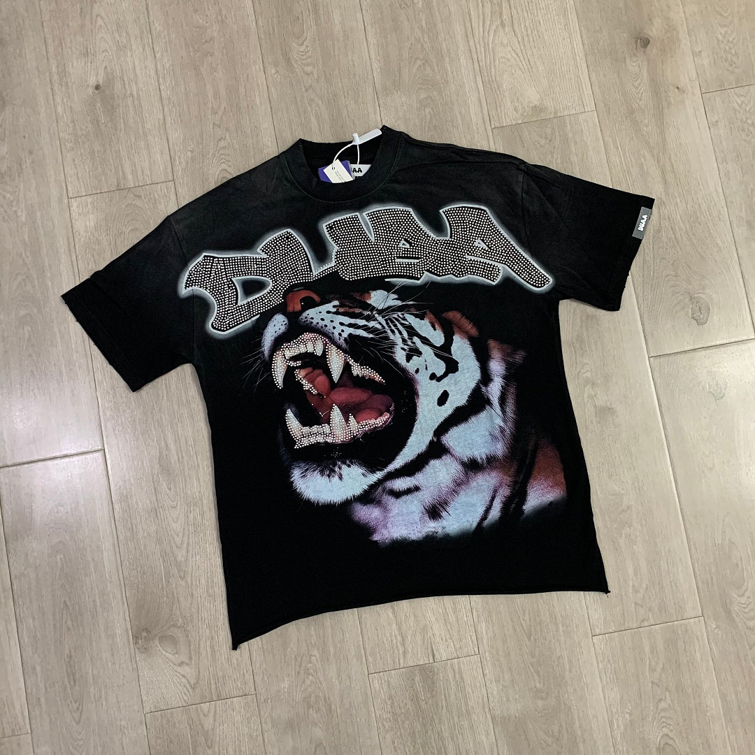 DUAA Roaring Tiger Oversized Graphic Tee — Washed Black