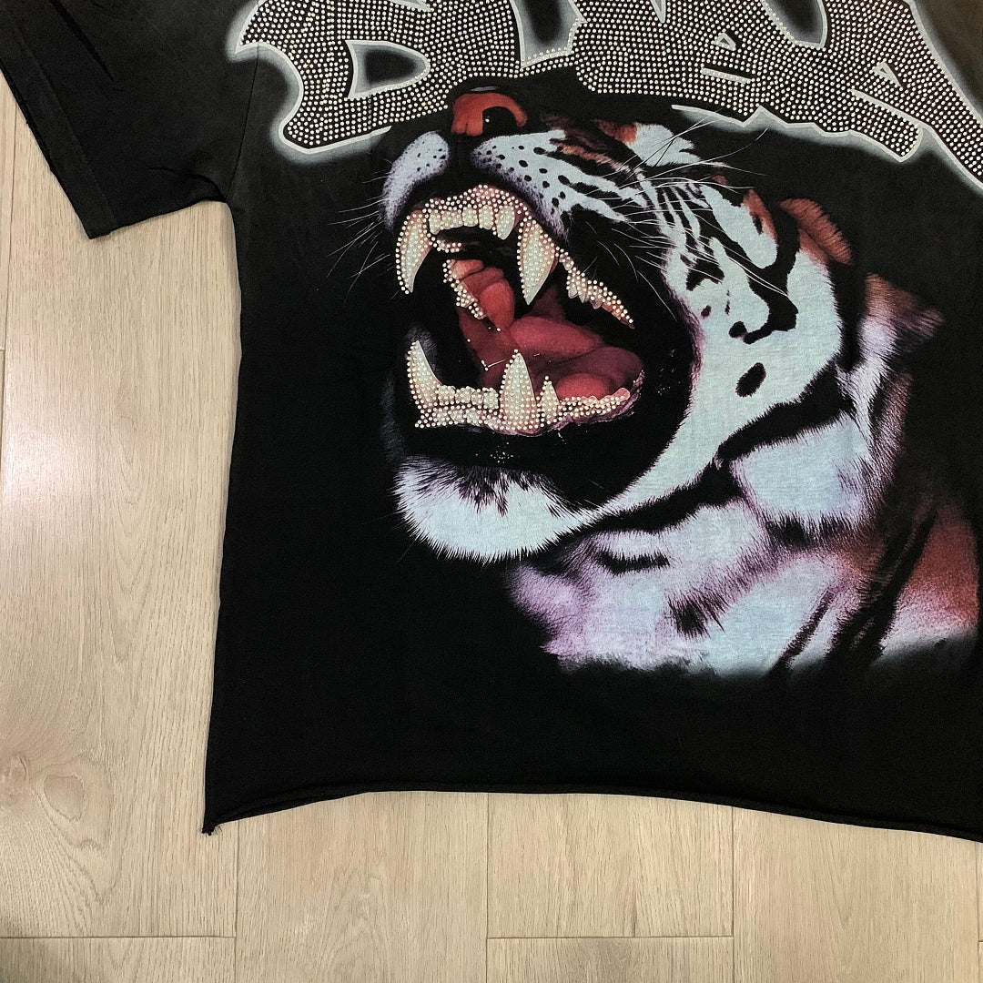 DUAA Roaring Tiger Oversized Graphic Tee — Washed Black