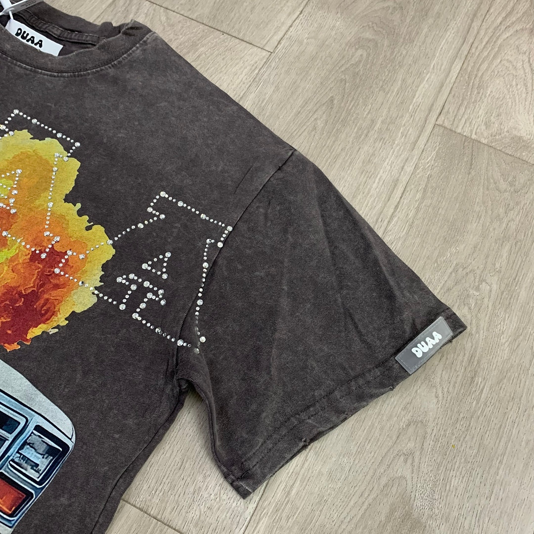 DUAA Money Truck Oversized Graphic Tee — Washed Grey