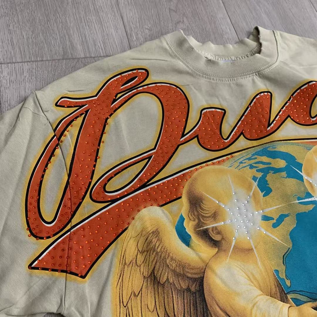 DUAA Twin Angels Oversized Graphic Tee — Sand