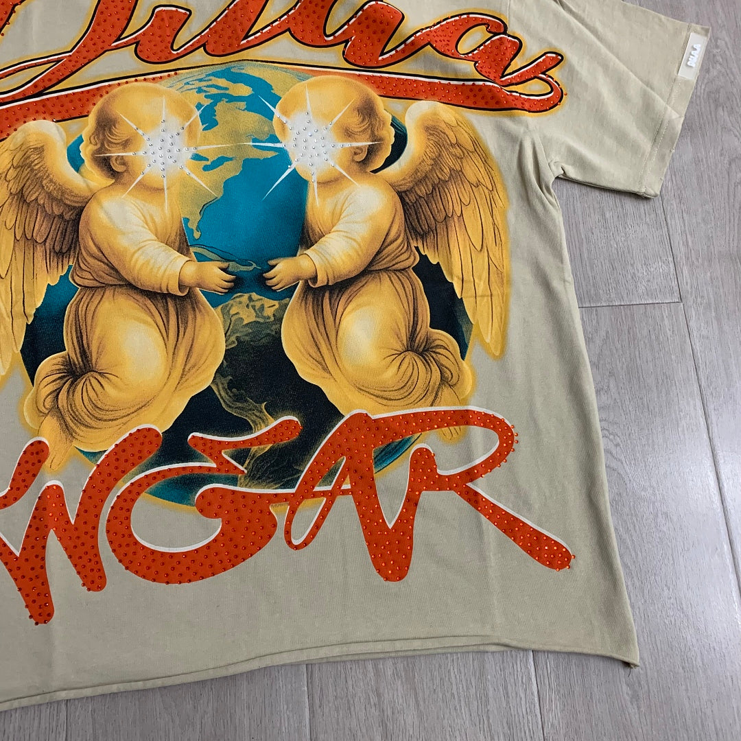 DUAA Twin Angels Oversized Graphic Tee — Sand