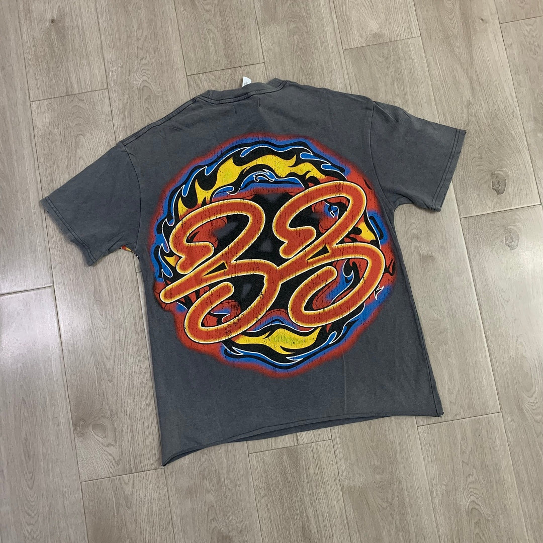 DUAA Raging Bull Oversized Graphic Tee — Washed Grey