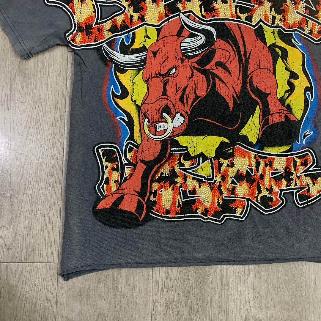 DUAA Raging Bull Oversized Graphic Tee — Washed Grey