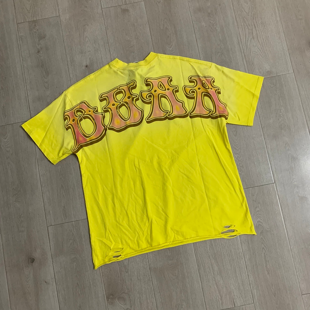 DUAA Wear Peace Earth Oversized Graphic Tee — Yellow