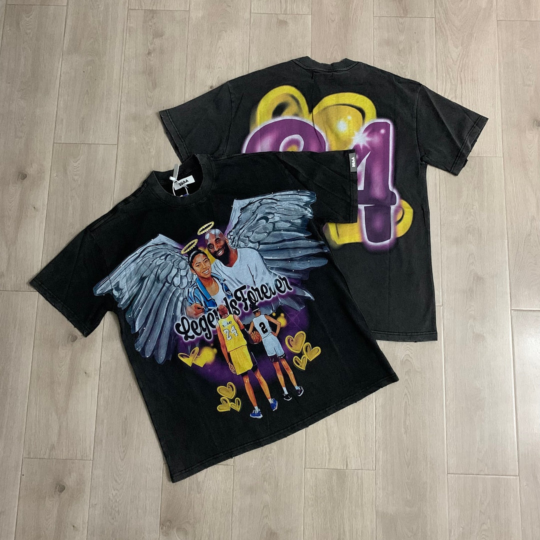 DUAA Legends Forever Oversized Graphic Tee — Washed Black