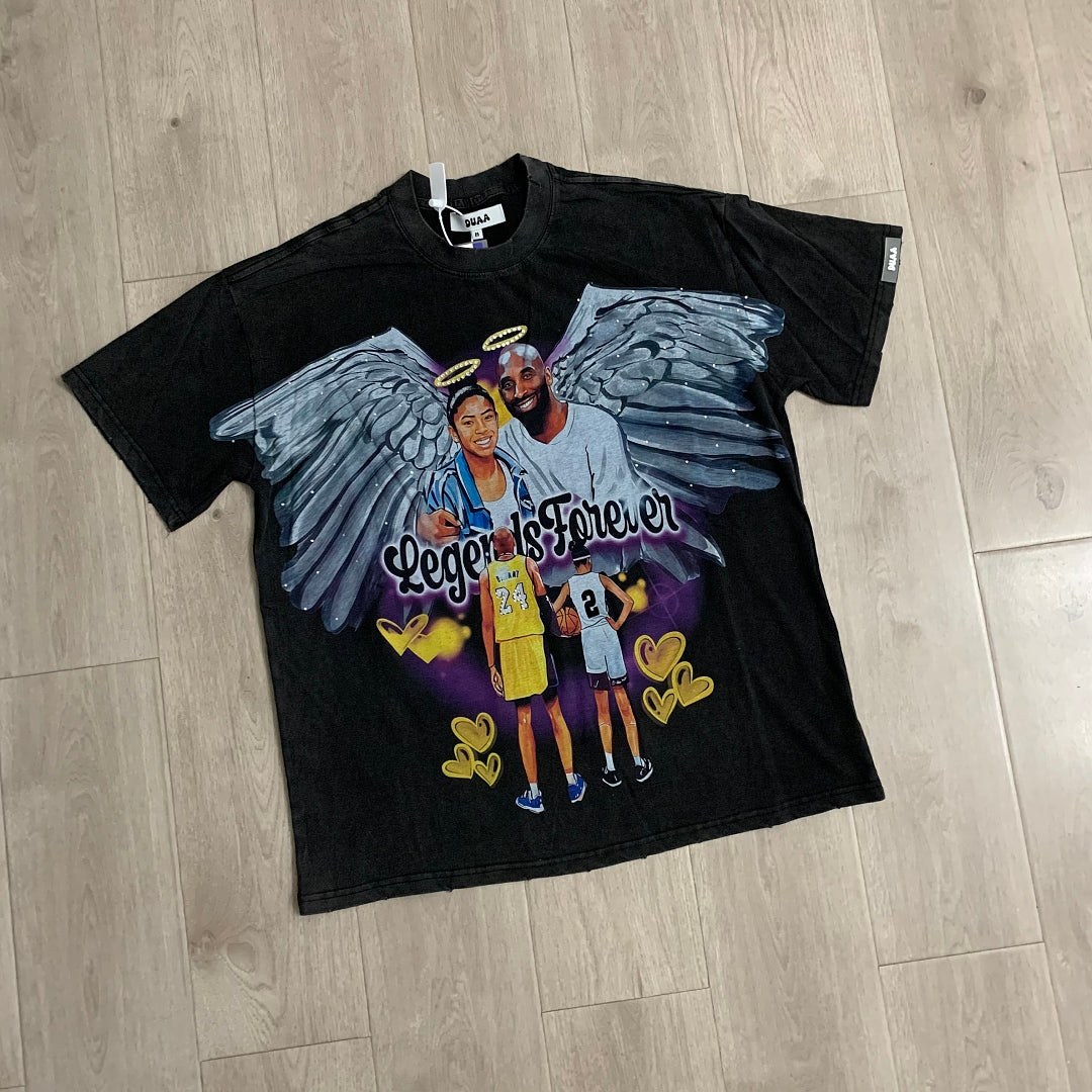 DUAA Legends Forever Oversized Graphic Tee — Washed Black