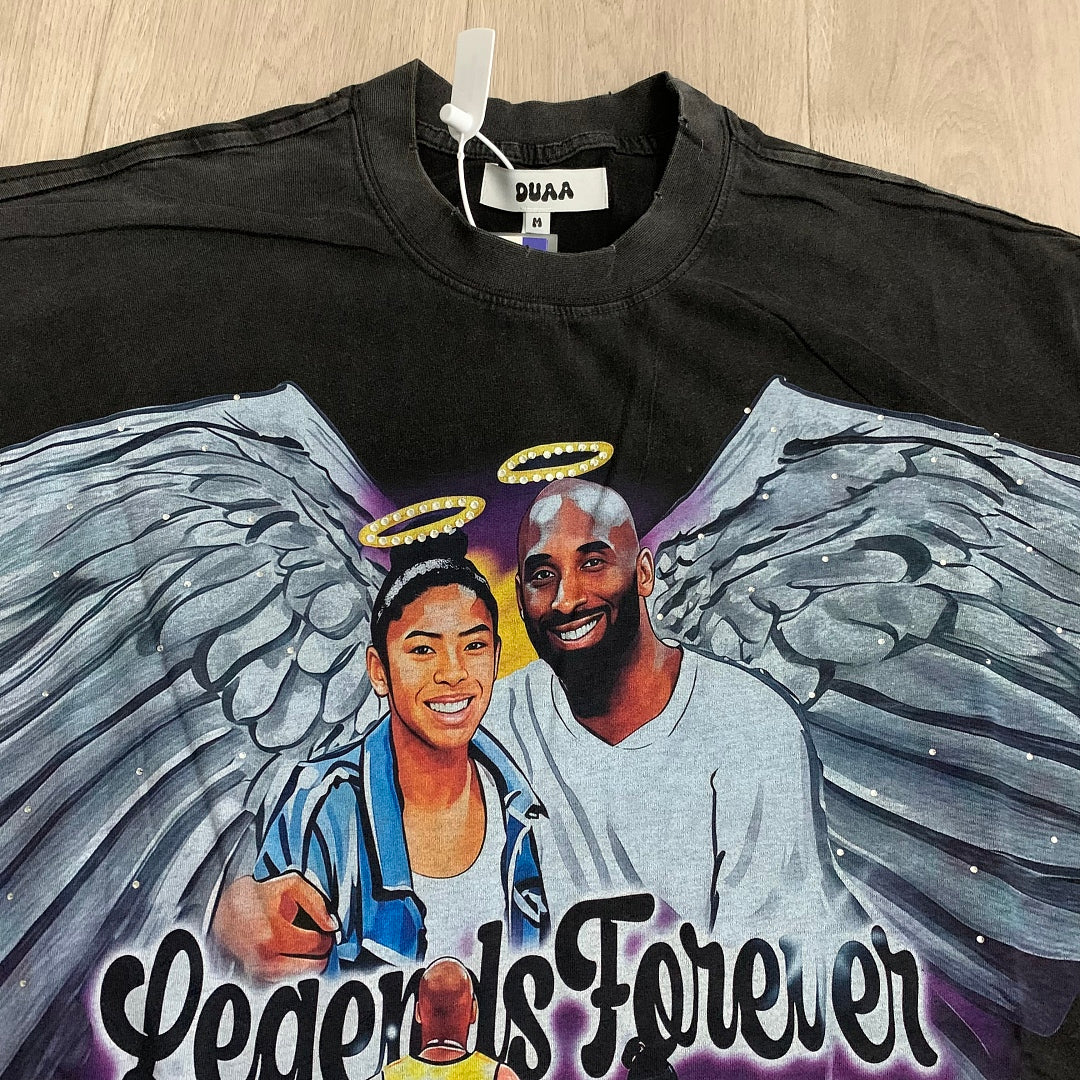 DUAA Legends Forever Oversized Graphic Tee — Washed Black