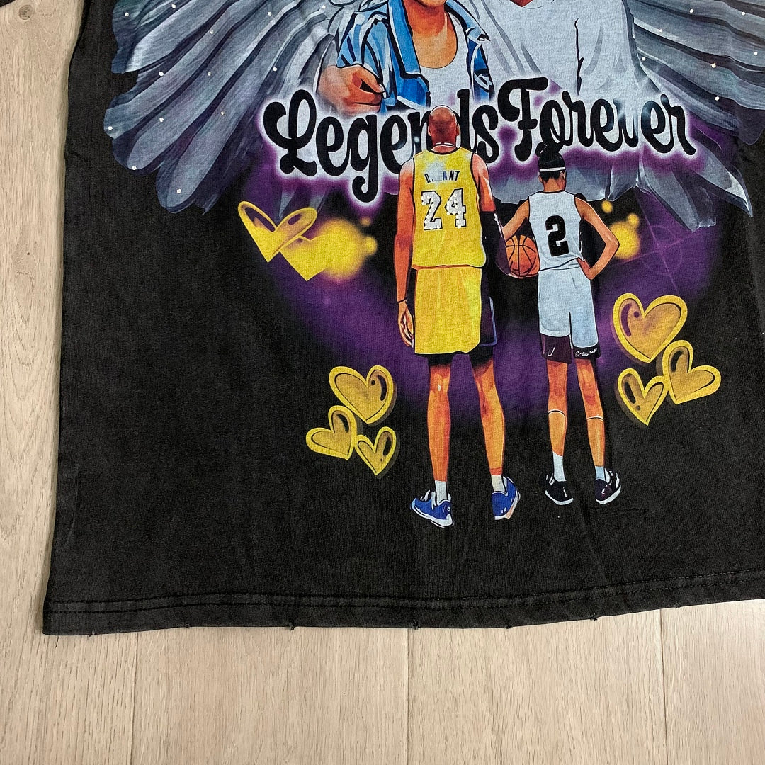 DUAA Legends Forever Oversized Graphic Tee — Washed Black