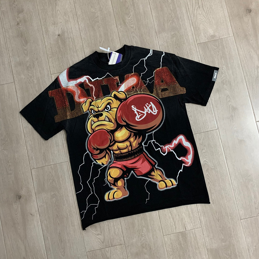 DUAA Boxing Bulldog Oversized Graphic Tee — Black