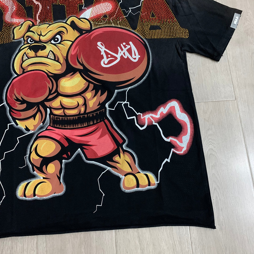 DUAA Boxing Bulldog Oversized Graphic Tee — Black