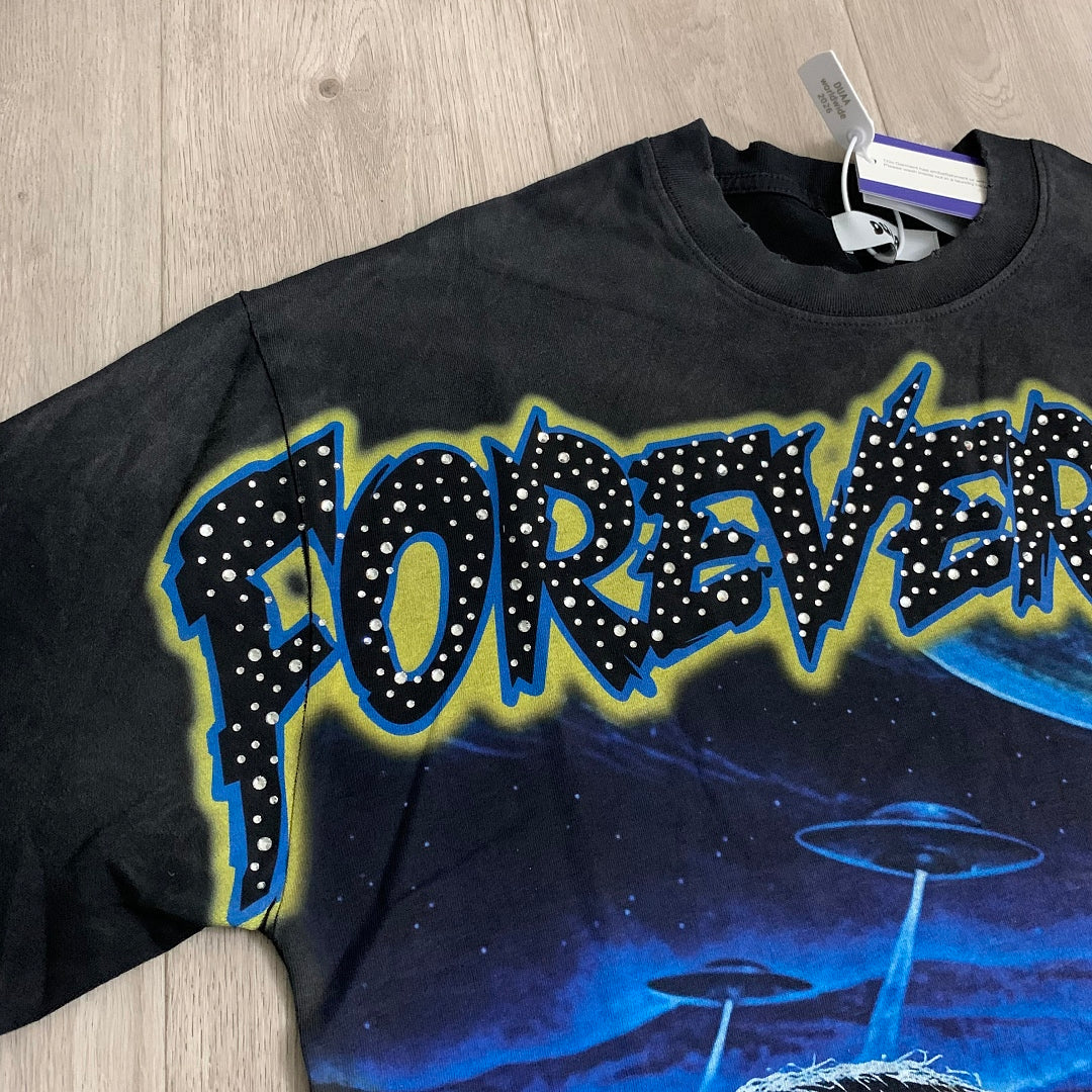 DUAA Forever Invasion 2 Oversized Graphic Tee — Washed Black