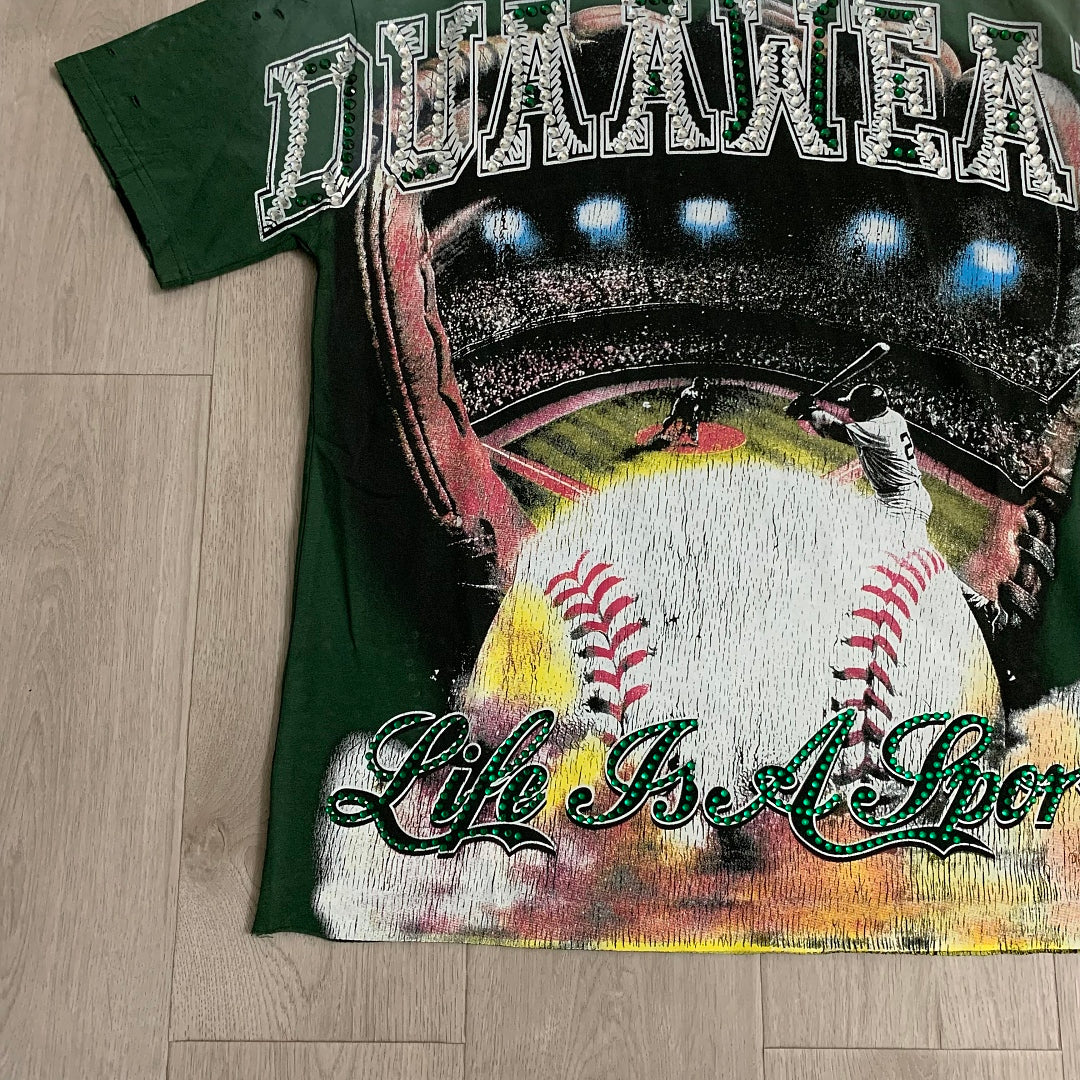 DUAA Wear Life Is A Sport Oversized Graphic Tee — Forest Green
