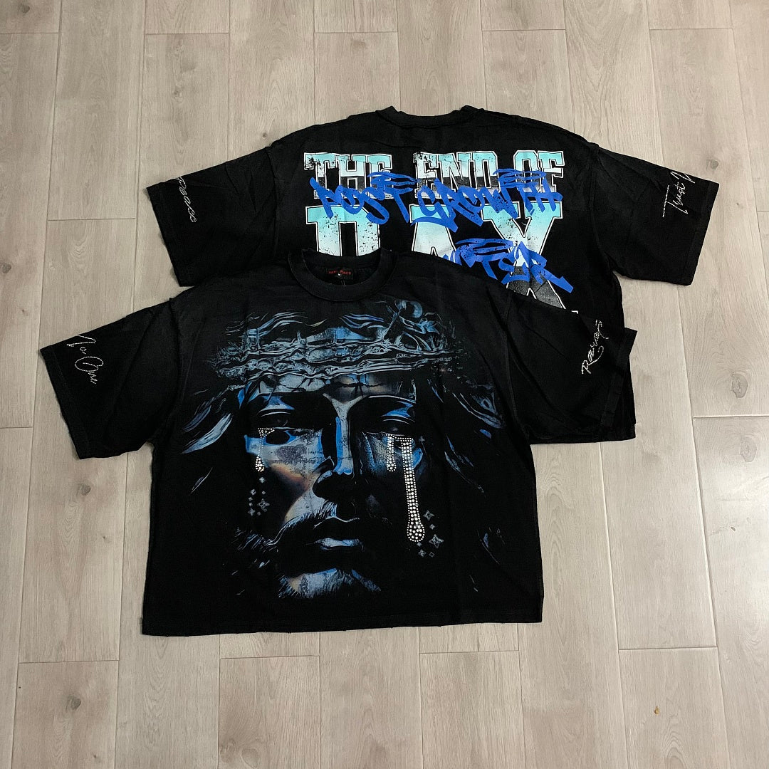 Rare Peace God’s Tear Oversized Graphic Tee — Black