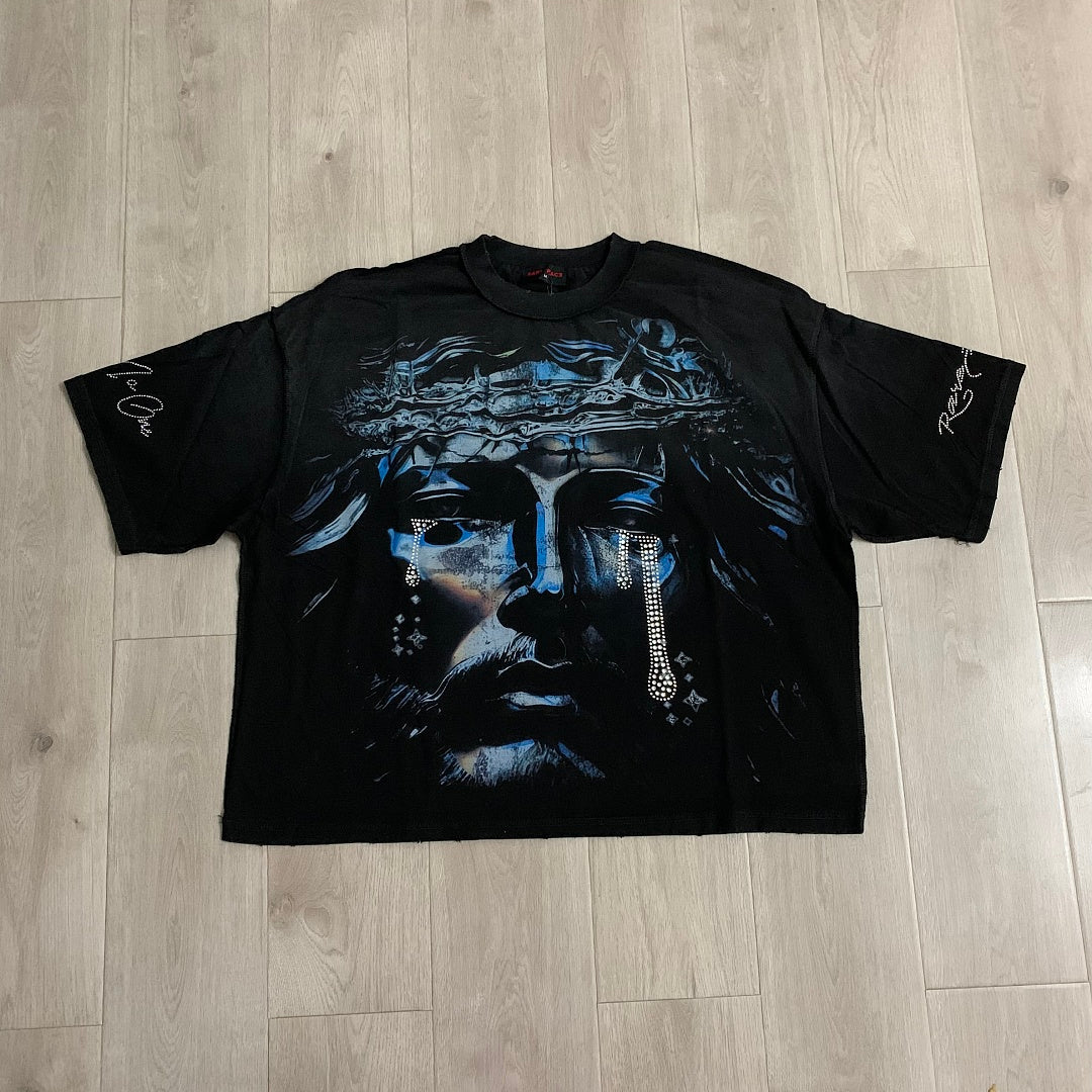 Rare Peace God’s Tear Oversized Graphic Tee — Black