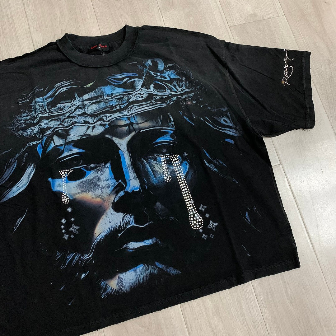 Rare Peace God’s Tear Oversized Graphic Tee — Black