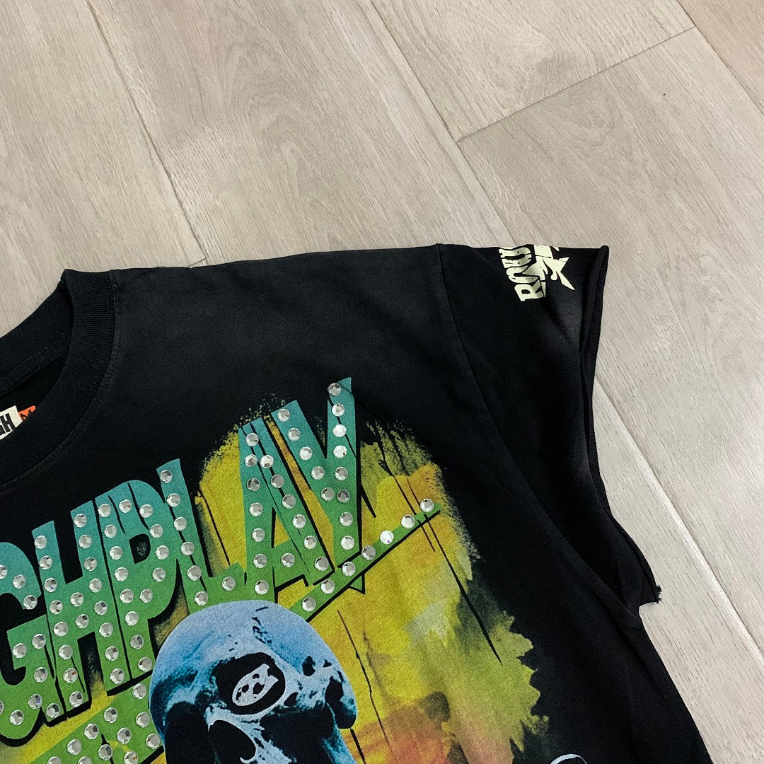 Rough Play Skeleton Cruiser Oversized Graphic Tee — Washed Black
