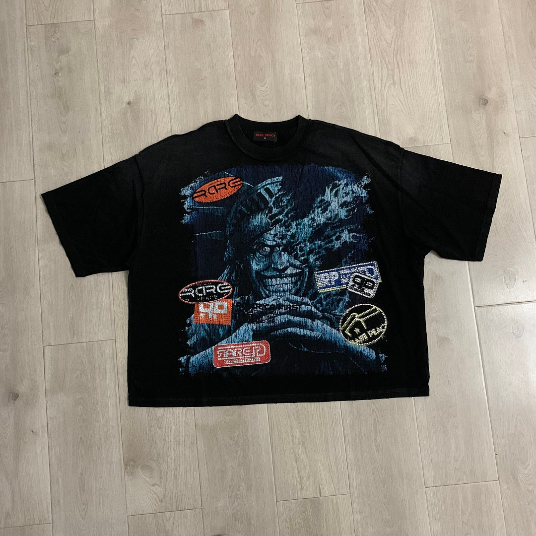 Rare Peace Decals Oversized Graphic Tee — Washed Black