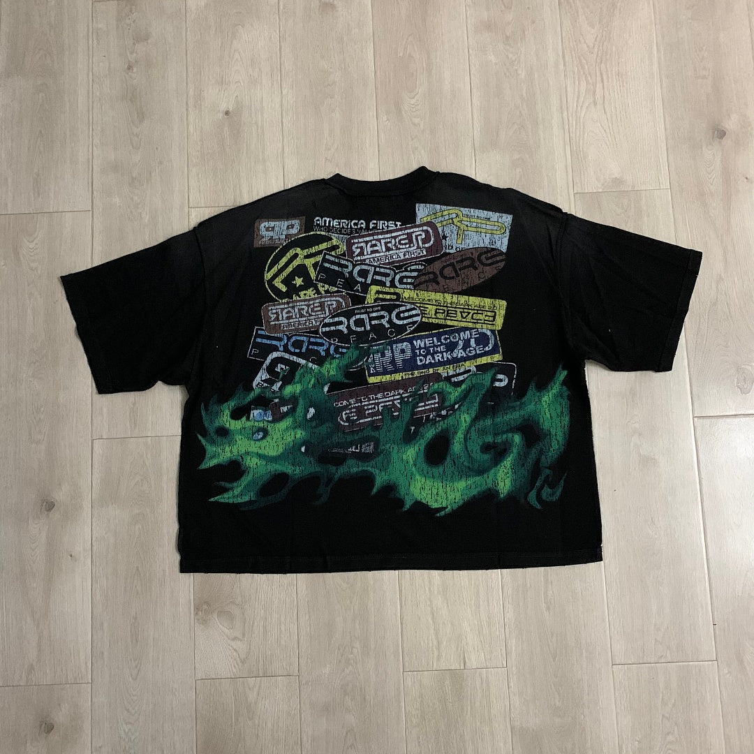 Rare Peace Decals Oversized Graphic Tee — Washed Black