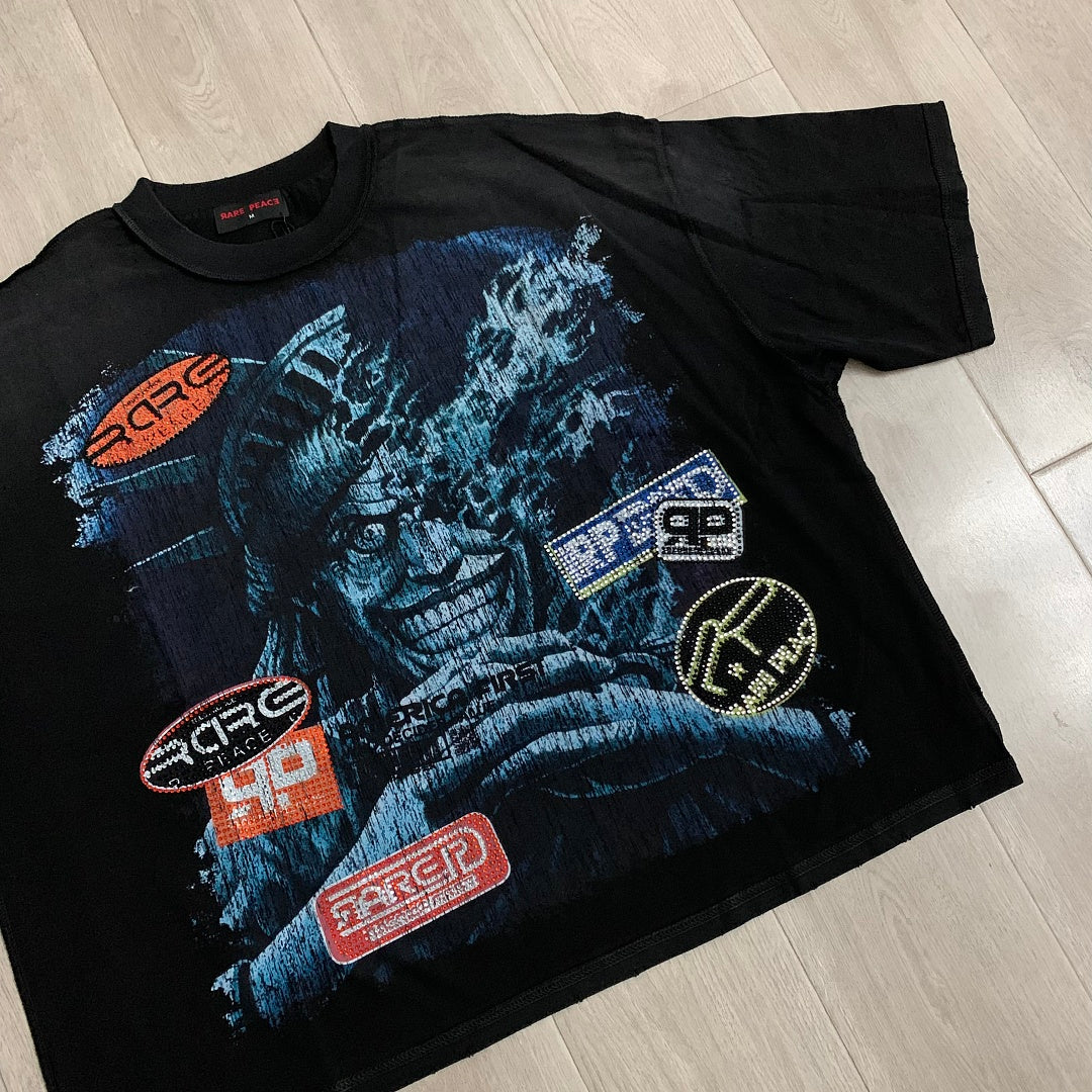 Rare Peace Decals Oversized Graphic Tee — Washed Black