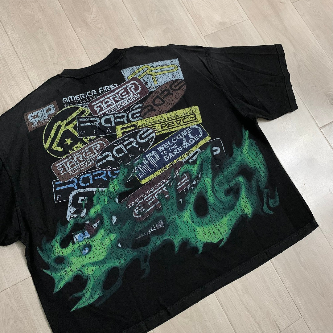 Rare Peace Decals Oversized Graphic Tee — Washed Black
