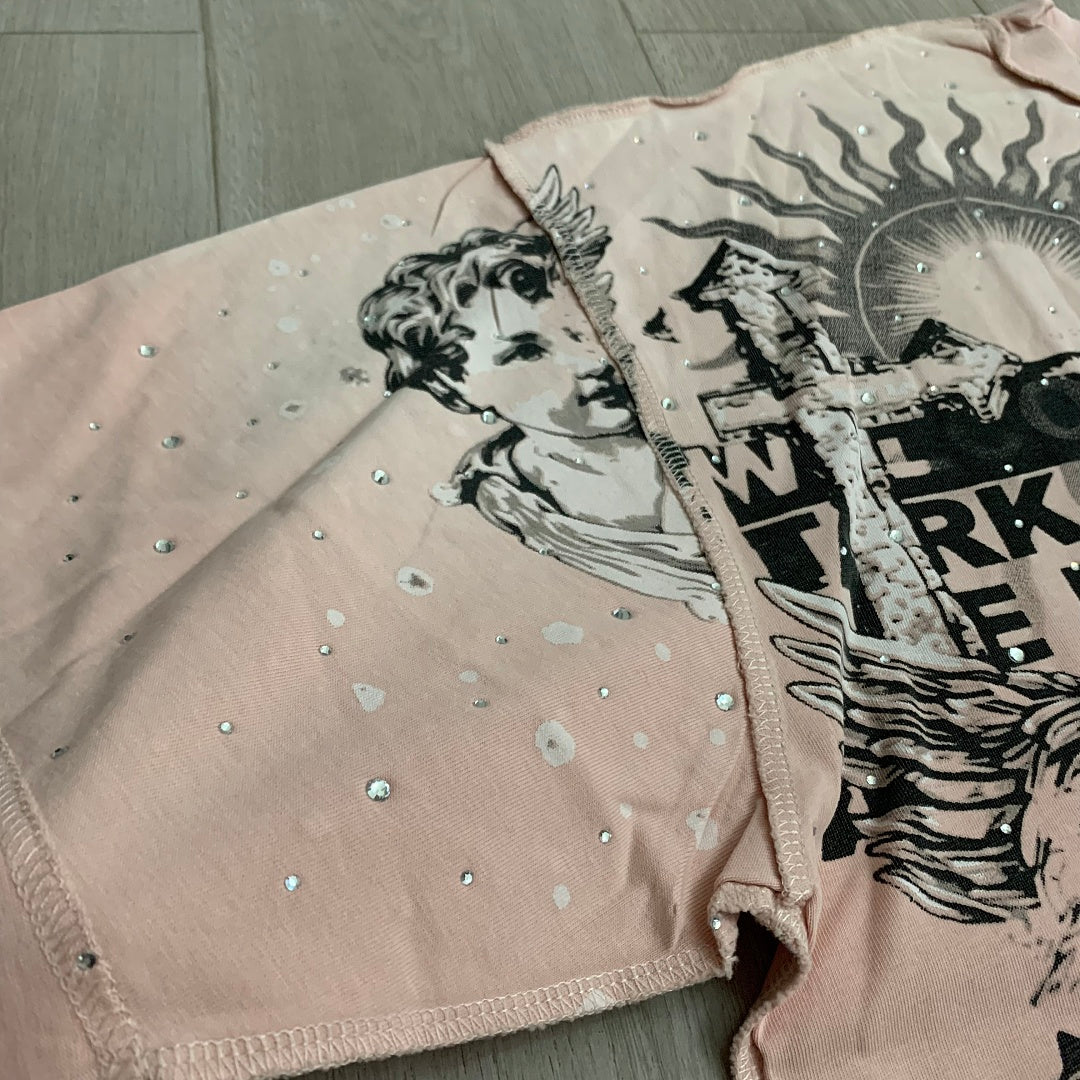 Rare Peace Statues Oversized Graphic Tee — Pink