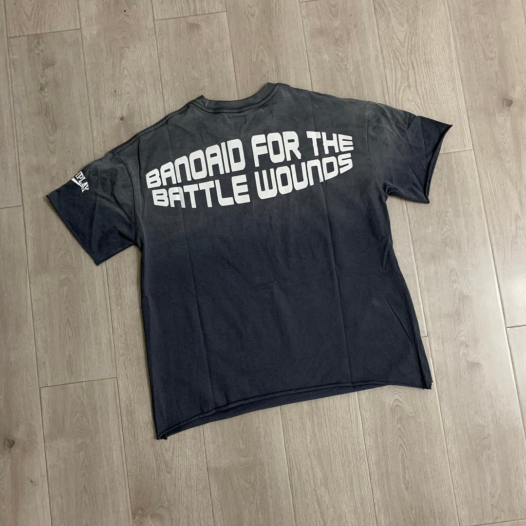 Rough Play Bandaid for the Battle Wounds Oversized Graphic Tee — Washed Grey