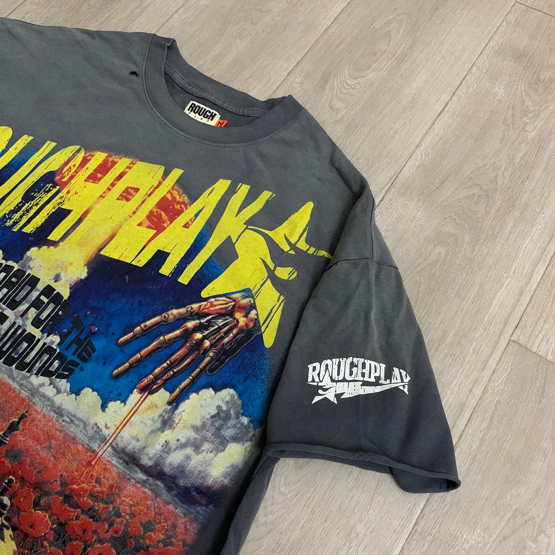 Rough Play Bandaid for the Battle Wounds Oversized Graphic Tee — Washed Grey
