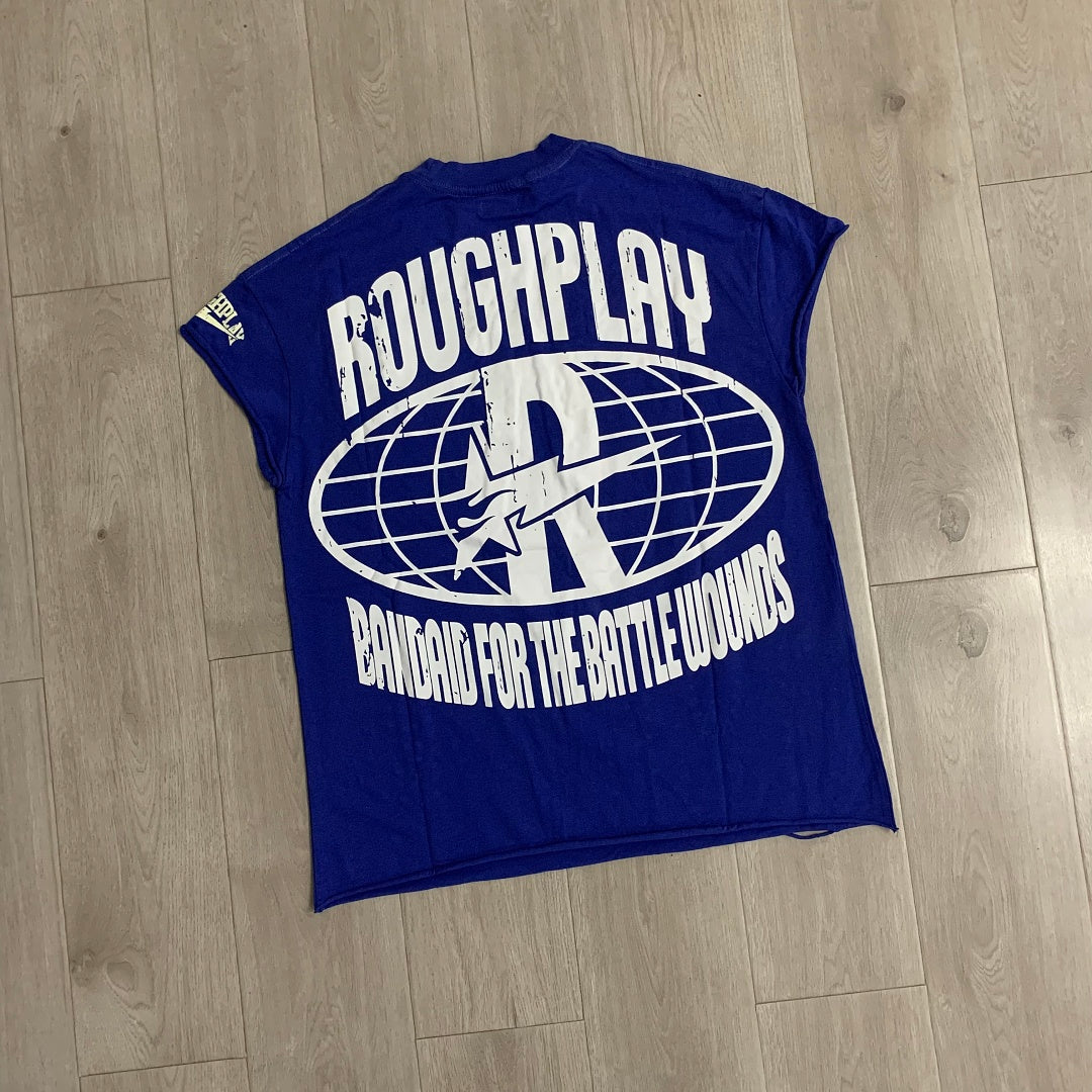 Rough Play Bandaid for the Battle Wounds Oversized Graphic Tee — Royal Blue