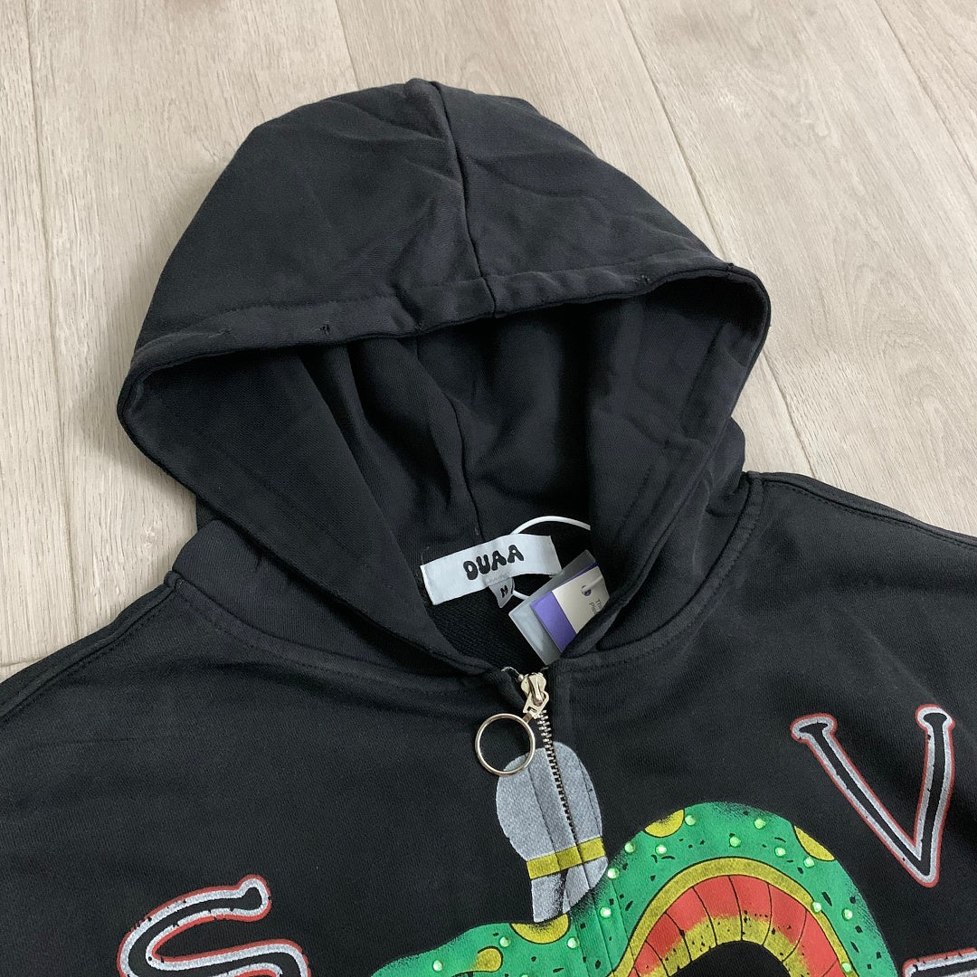 DUAA Silent Venom Oversized Zip Hoodie — Black