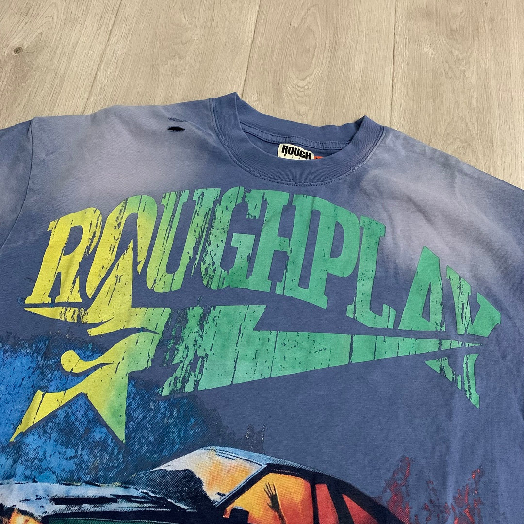 Rough Play Bandaid for the Battle Wounds Oversized Graphic Tee — Washed Blue