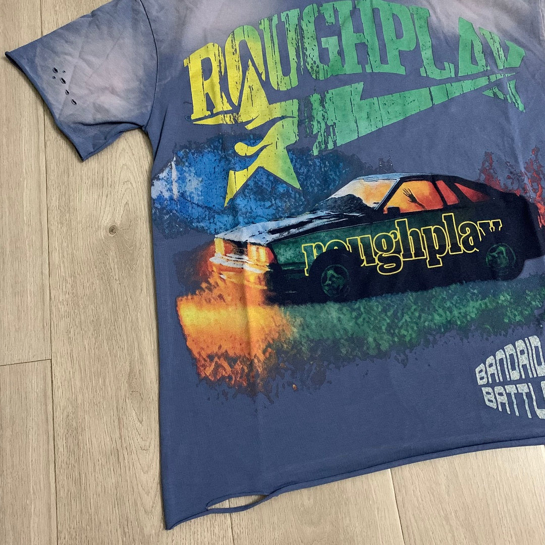 Rough Play Bandaid for the Battle Wounds Oversized Graphic Tee — Washed Blue