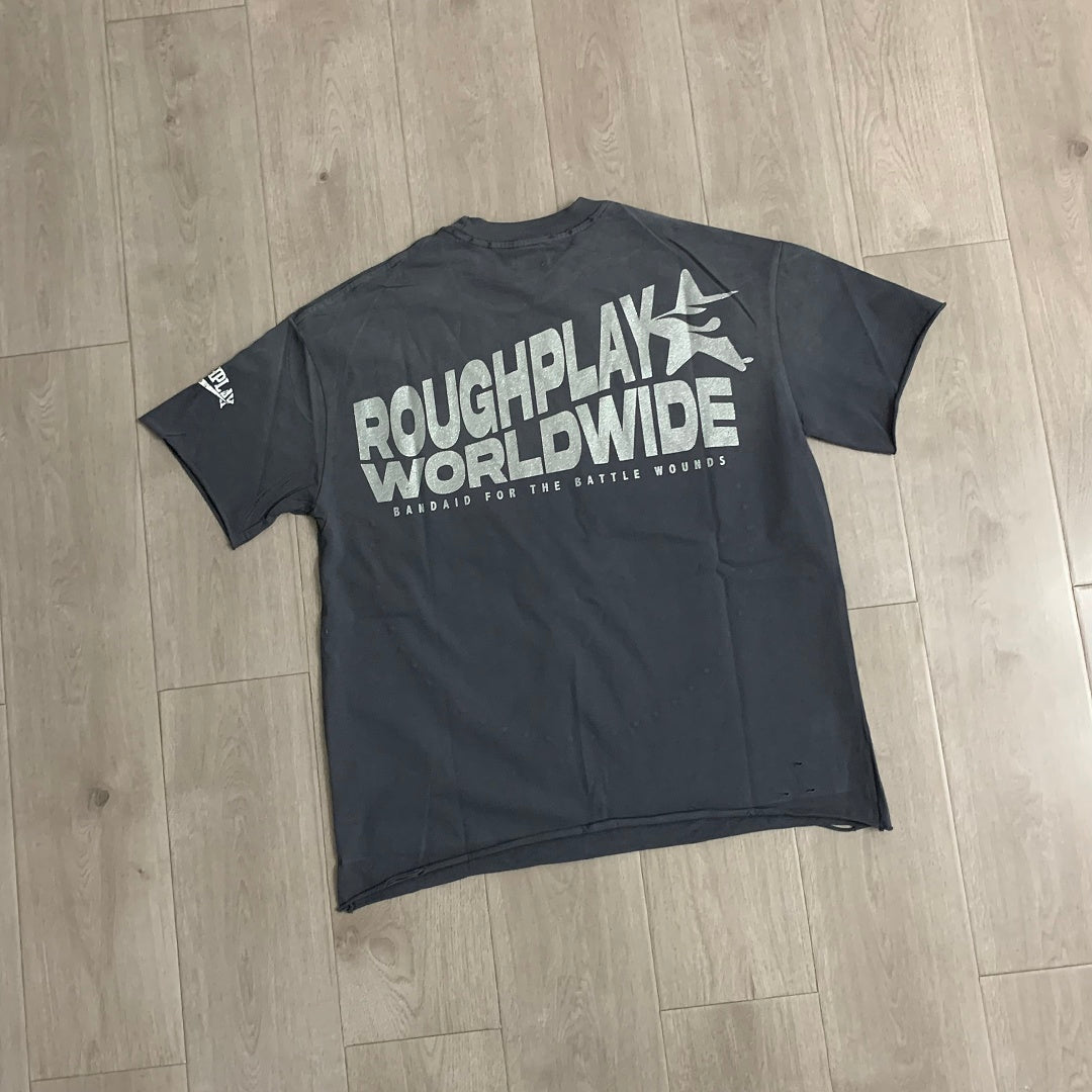 Rough Play Aura Sold Separately Oversized Graphic Tee — Washed Grey