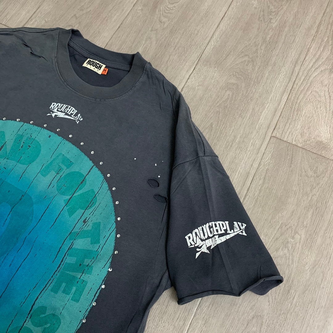 Rough Play Aura Sold Separately Oversized Graphic Tee — Washed Grey