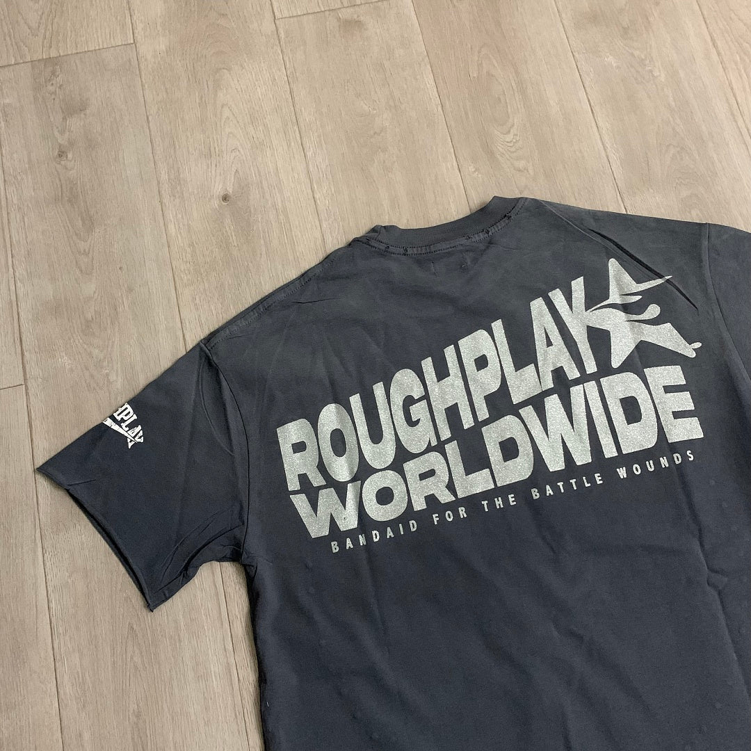 Rough Play Aura Sold Separately Oversized Graphic Tee — Washed Grey