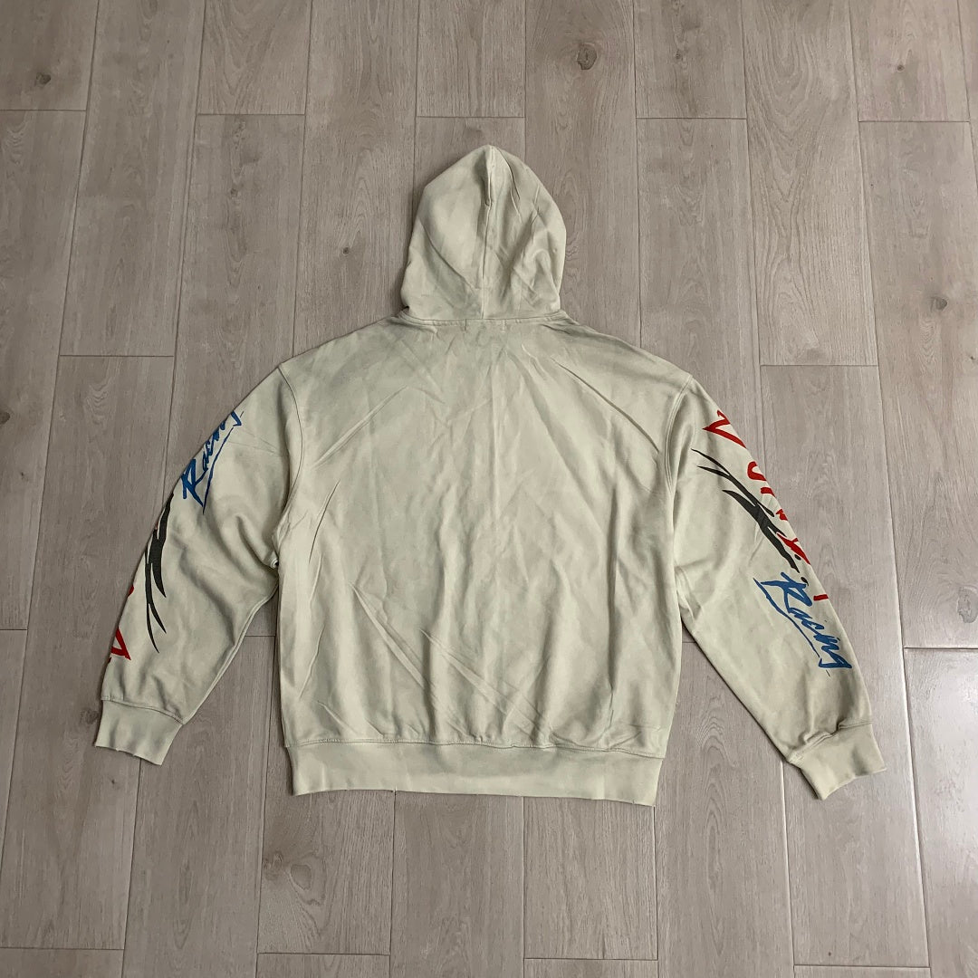 DUAA Velocity Speed Racing Oversized Zip Hoodie — Washed Beige