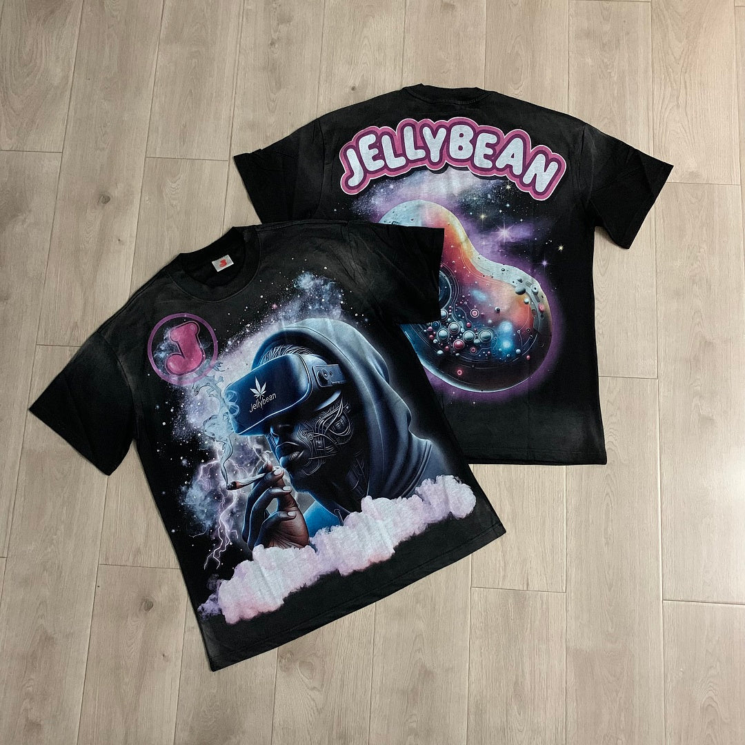 Jellybean VR Vision Oversized Graphic Tee — Washed Black