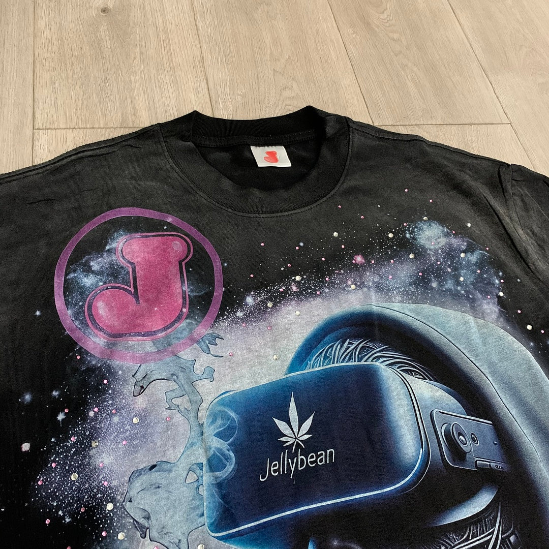 Jellybean VR Vision Oversized Graphic Tee — Washed Black