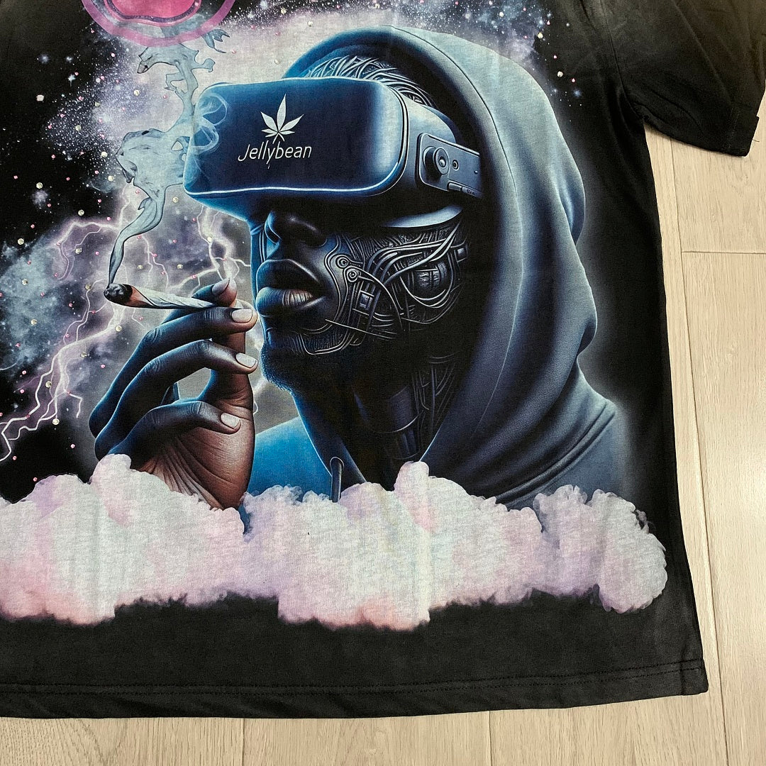 Jellybean VR Vision Oversized Graphic Tee — Washed Black