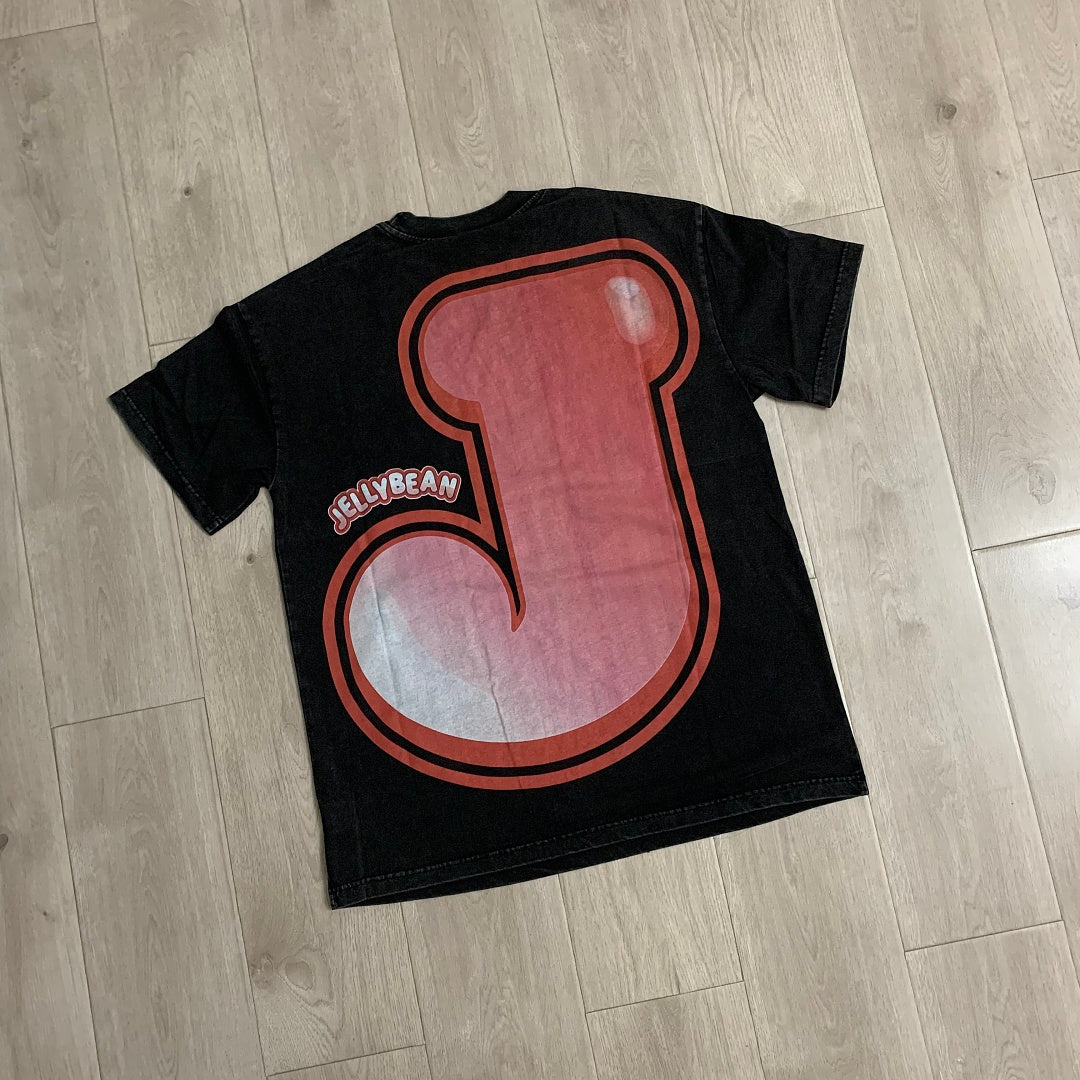 Jellybean Nuke Oversized Graphic Tee — Washed Black