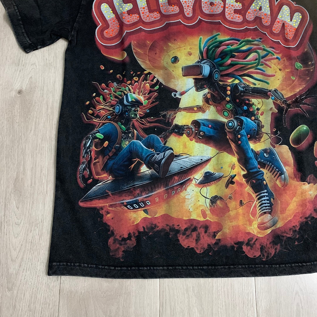 Jellybean Nuke Oversized Graphic Tee — Washed Black