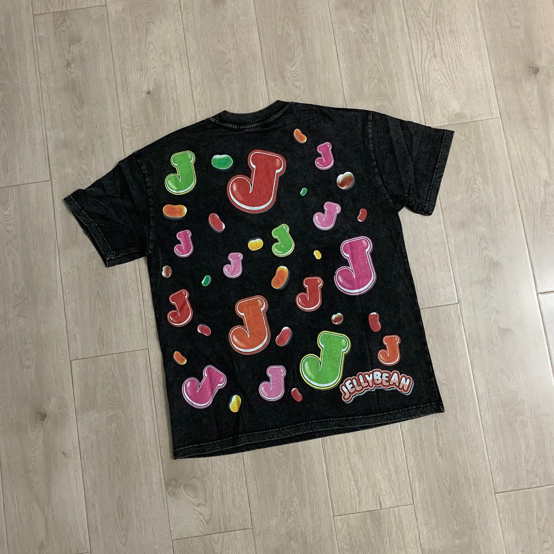 Jellybean Doctor Bean Oversized Graphic Tee — Washed Black