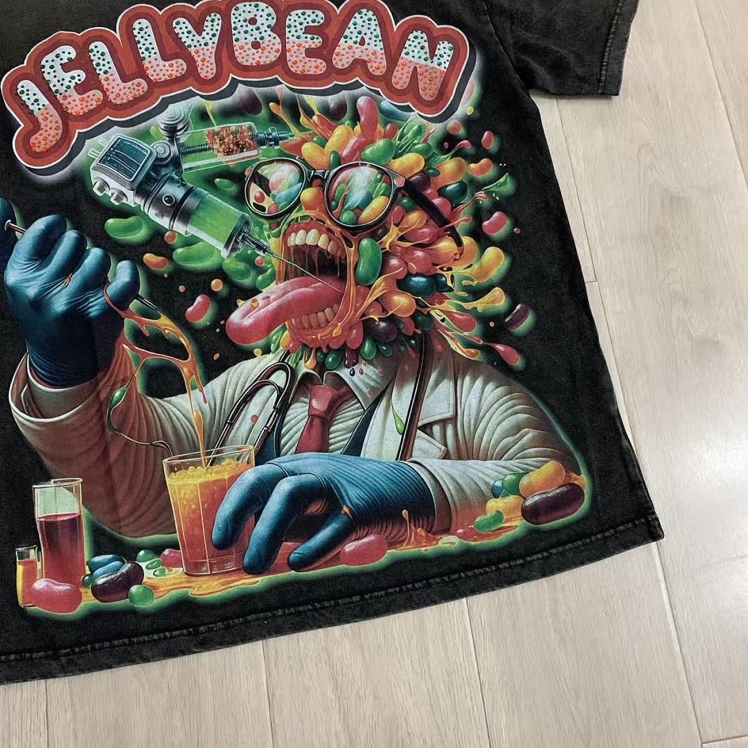 Jellybean Doctor Bean Oversized Graphic Tee — Washed Black