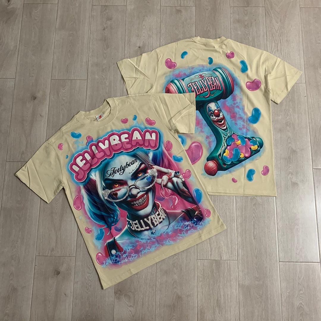 Jellybean Miss Mayhem Oversized Graphic Tee — Washed Beige