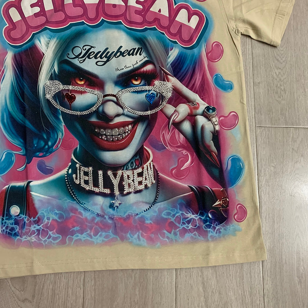 Jellybean Miss Mayhem Oversized Graphic Tee — Washed Beige
